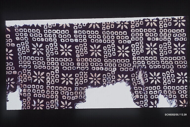 Textile Fragment, Cotton, plain weave; block-printed, resist-dyed