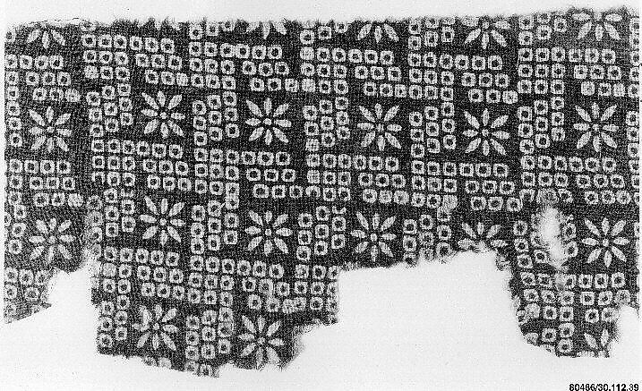 Textile Fragment, Cotton, plain weave; block-printed, resist-dyed