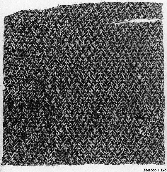 Textile Fragment, Cotton, plain weave; block-printed, resist dyed