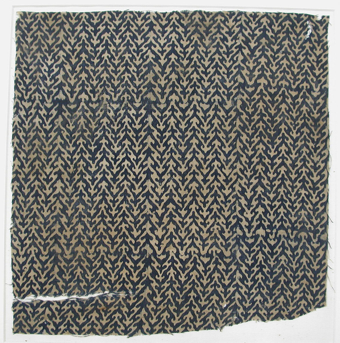 Textile Fragment, Cotton, plain weave; block-printed, resist dyed