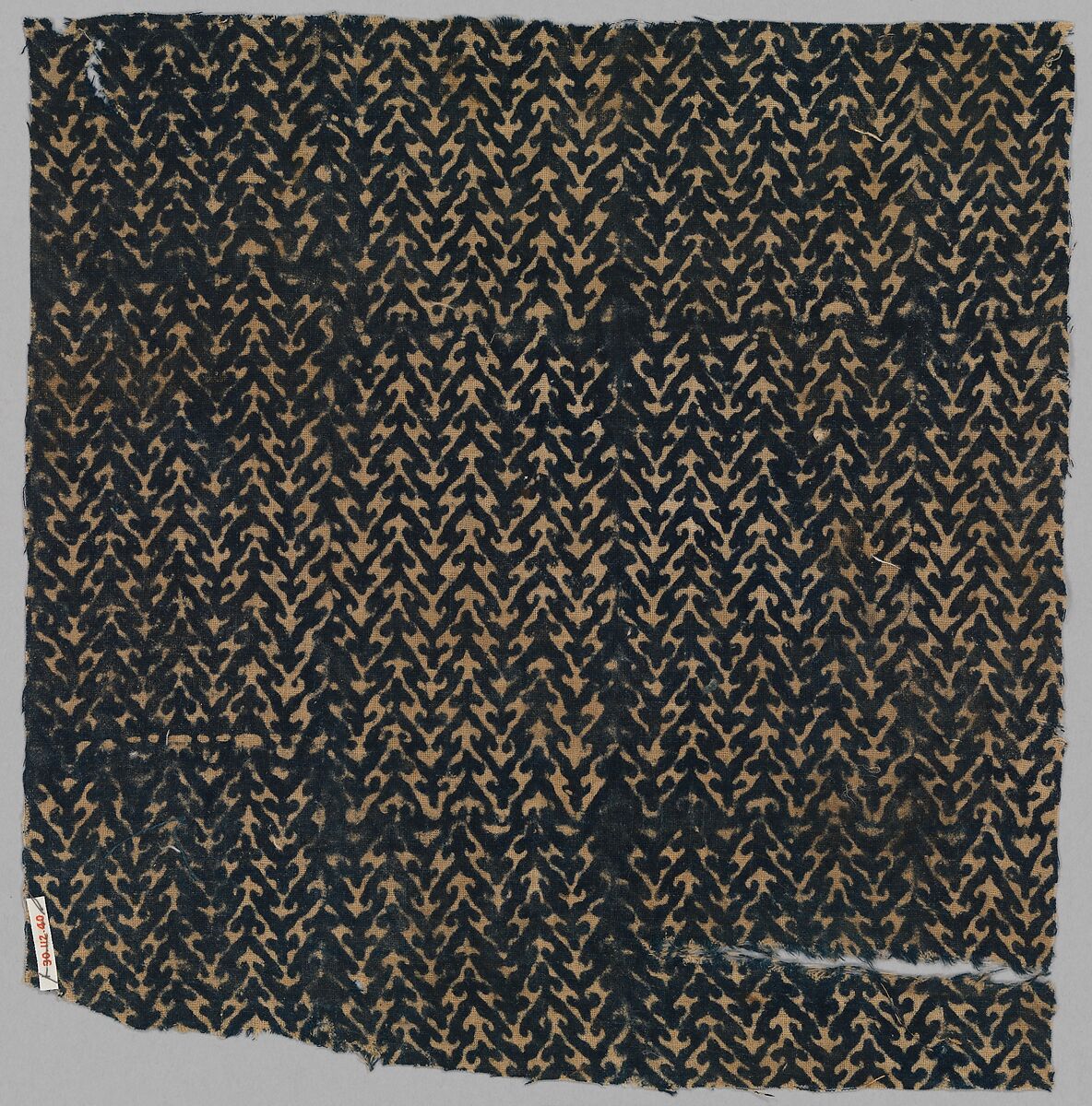 Textile Fragment, Cotton, plain weave; block-printed, resist dyed