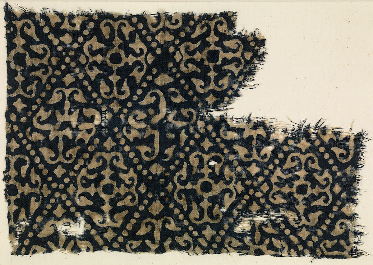 Textile with Blue and White Pattern