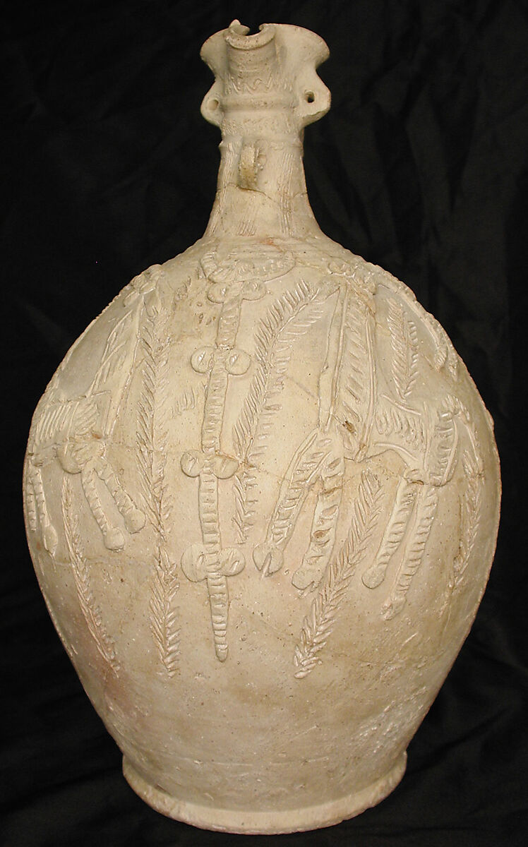 Ewer, Earthenware; incised and applied decoration (barbotine)