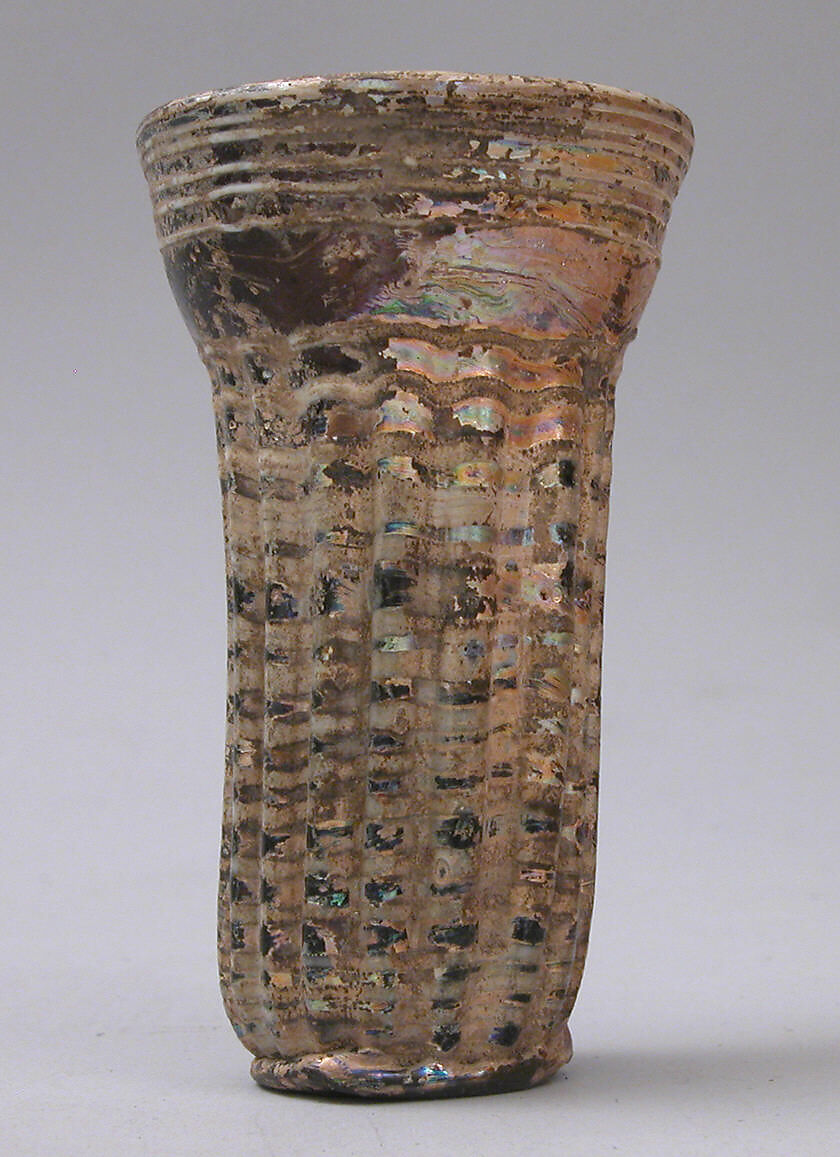 Beaker, Glass; mold blown with marvered glass thread 