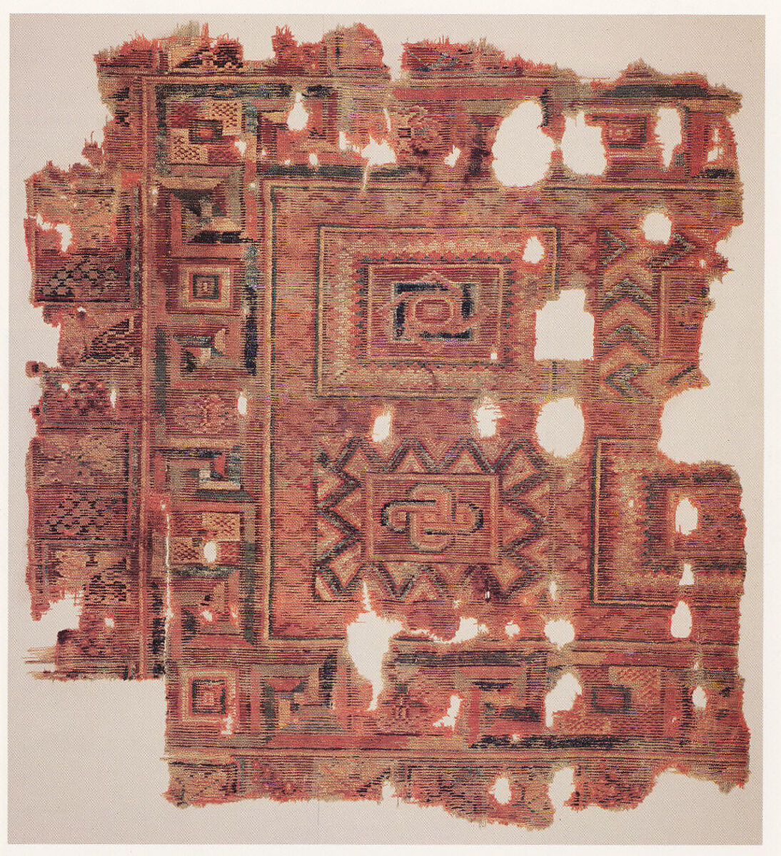 Carpet Fragment with Mosaic Floor Pattern, Wool (warp, weft and pile); symmetrically knotted pile