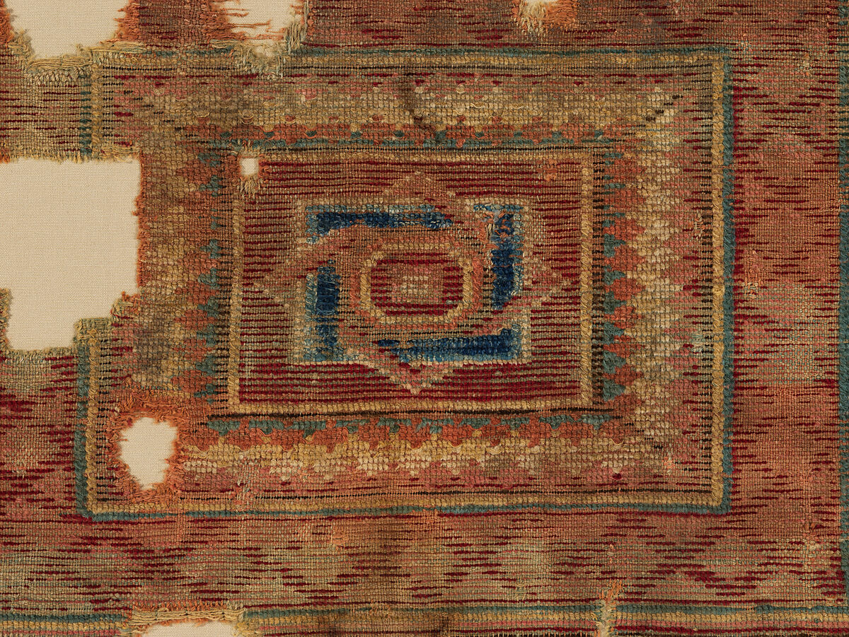 Carpet Fragment with Mosaic Floor Pattern, Wool (warp, weft and pile); symmetrically knotted pile