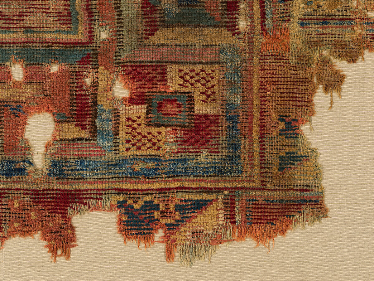 Carpet Fragment with Mosaic Floor Pattern, Wool (warp, weft and pile); symmetrically knotted pile