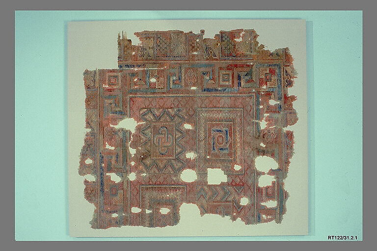 Carpet Fragment with Mosaic Floor Pattern, Wool (warp, weft and pile); symmetrically knotted pile