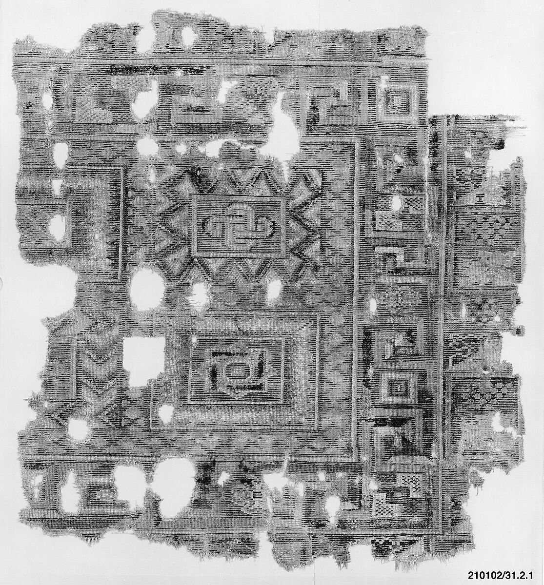 Carpet Fragment with Mosaic Floor Pattern, Wool (warp, weft and pile); symmetrically knotted pile