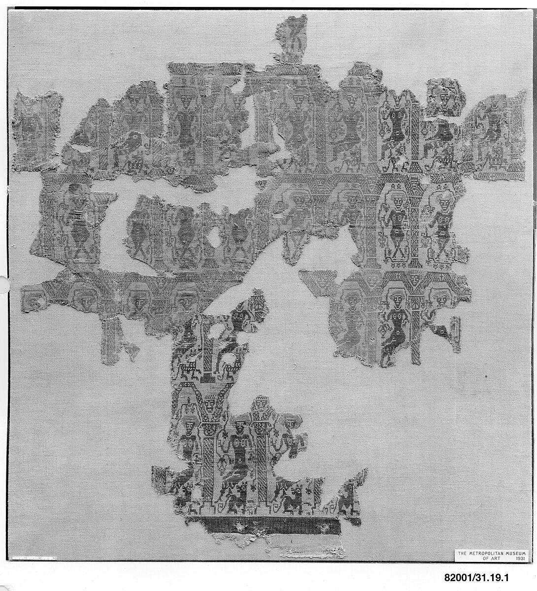 Fragment of a Hanging, Wool; tapestry-woven