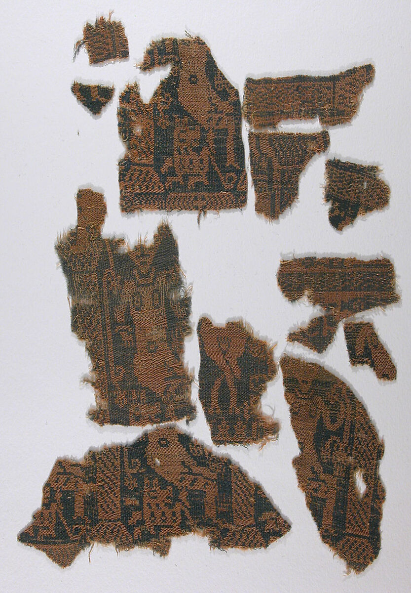 Fragment of a Hanging, Wool; tapestry-woven