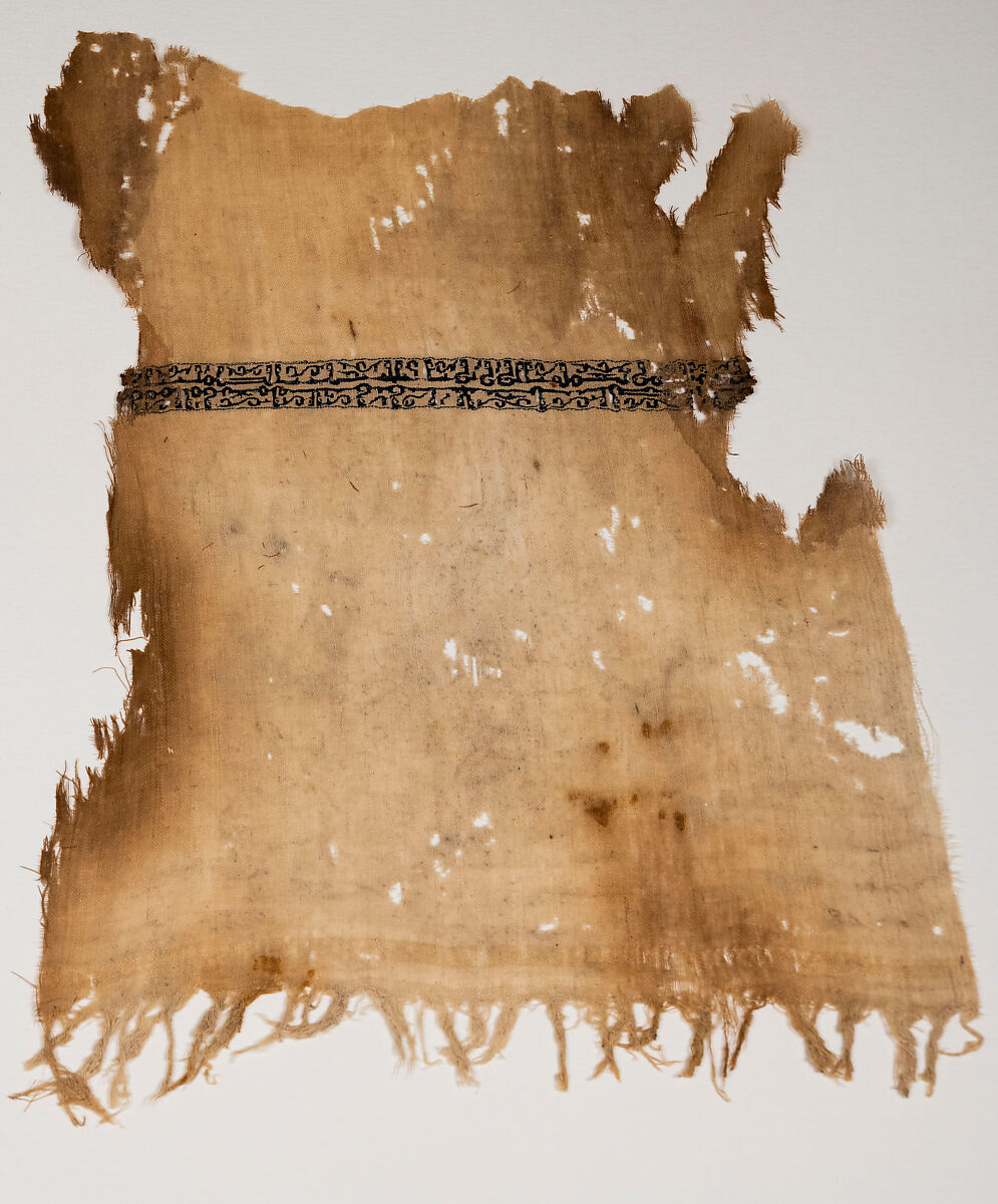 Textile Fragment, Linen, silk; plain weave, tapestry weave