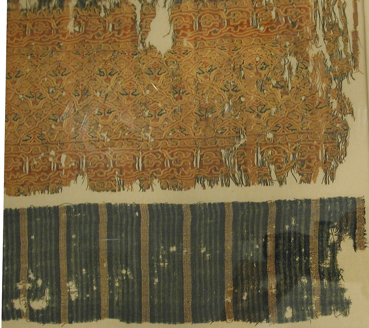 Textile with Stripes, Linen, silk; plain weave, tapestry weave