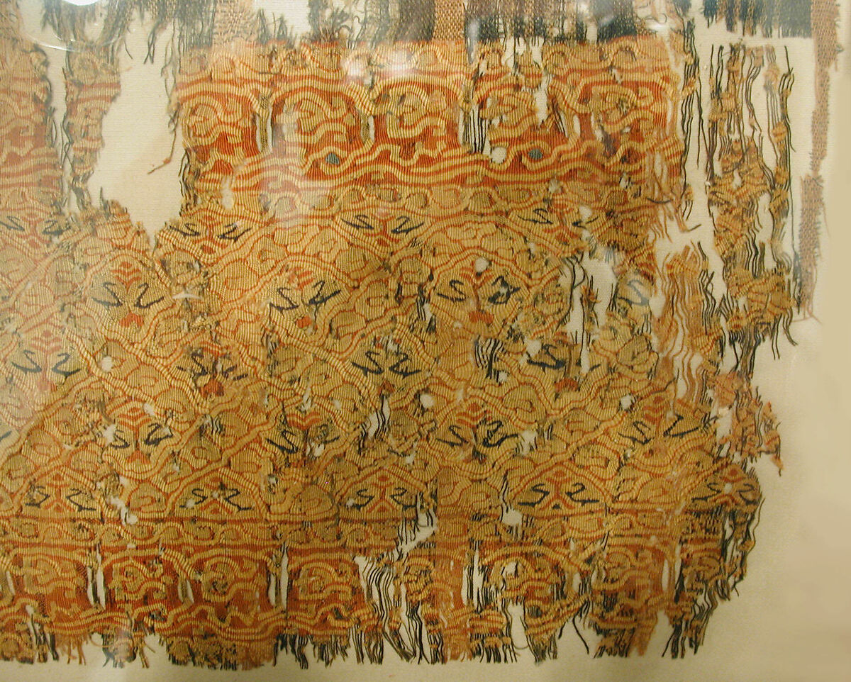 Textile with Stripes, Linen, silk; plain weave, tapestry weave