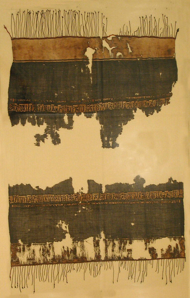 Textile Fragment, Wool, linen; plain weave, tapestry weave