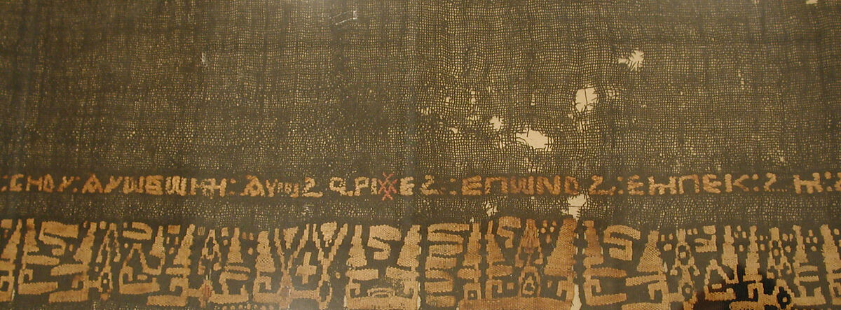 Textile Fragment, Wool, linen; plain weave, tapestry weave
