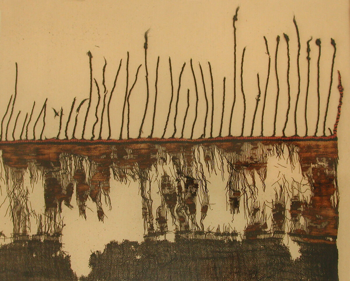 Textile Fragment, Wool, linen; plain weave, tapestry weave