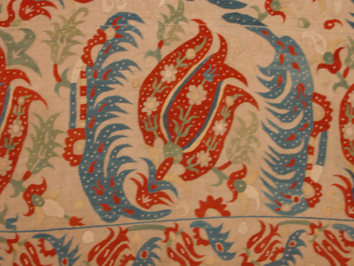 Hanging, Cotton; embroidered in silk