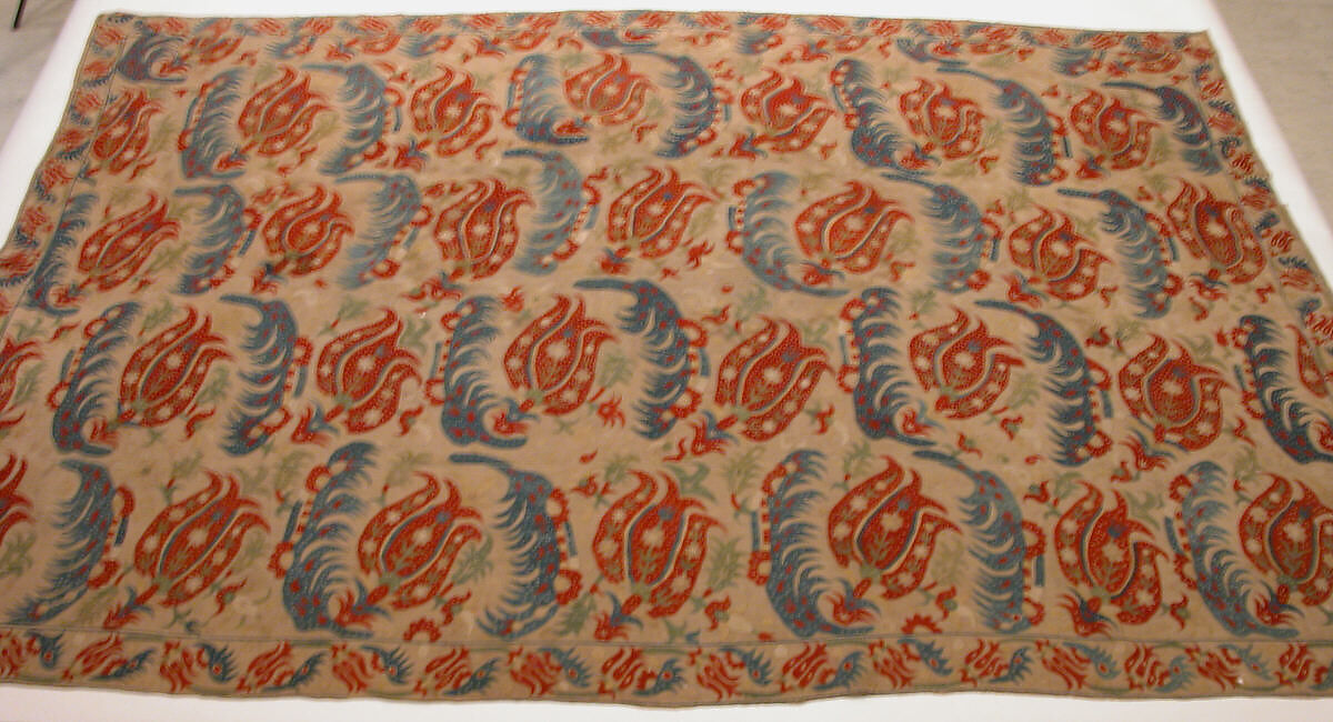 Hanging, Cotton; embroidered in silk