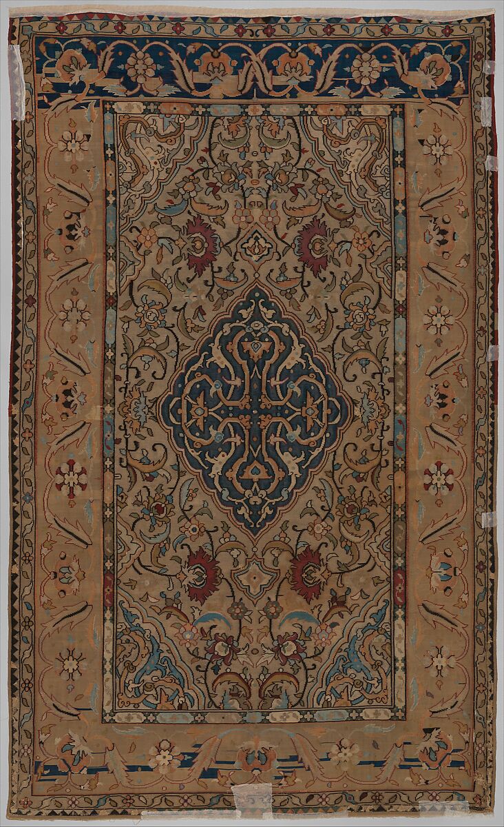 Carpet, Silk, metal wrapped thread; tapestry weave