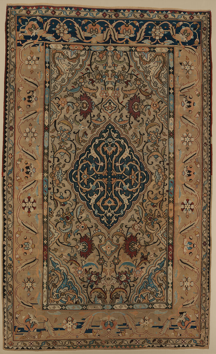 Carpet, Silk, metal wrapped thread; tapestry weave 