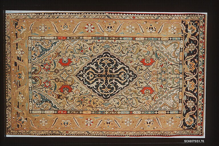 Carpet, Silk, metal wrapped thread; tapestry weave