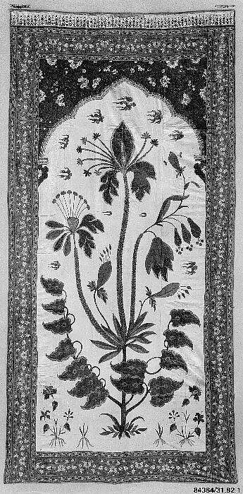 Panel from a Tent Lining (Qanat), Cotton; plain weave, mordant dyed and painted, resist-dyed