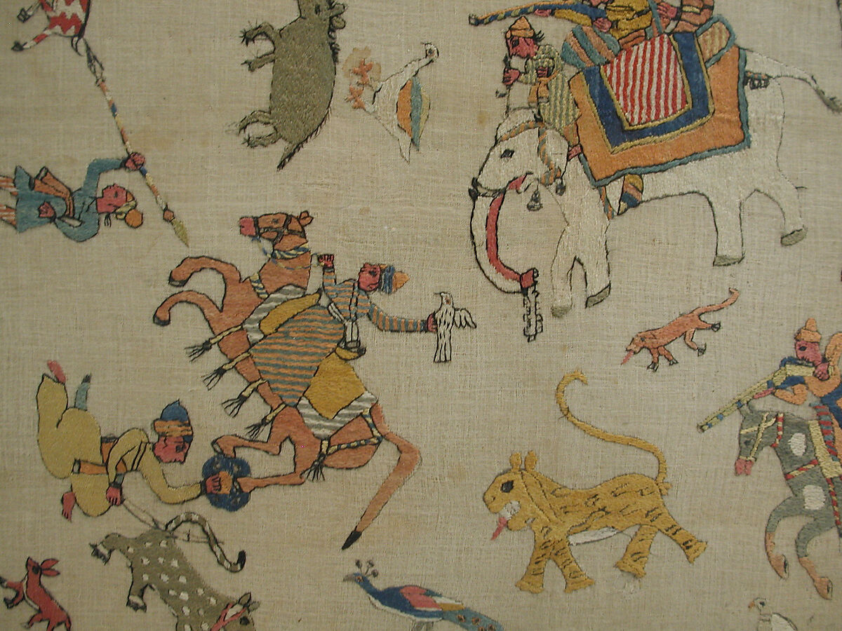 Cover, Cotton, silk, flat metal thread; plain weave, embroidered