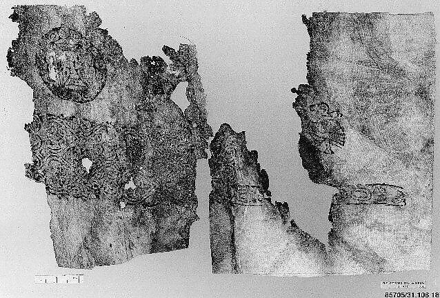 Textile Fragment, Linen; stamped and gilded