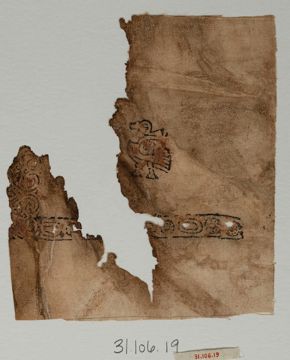 Textile Fragment, Linen; stamped and gilded