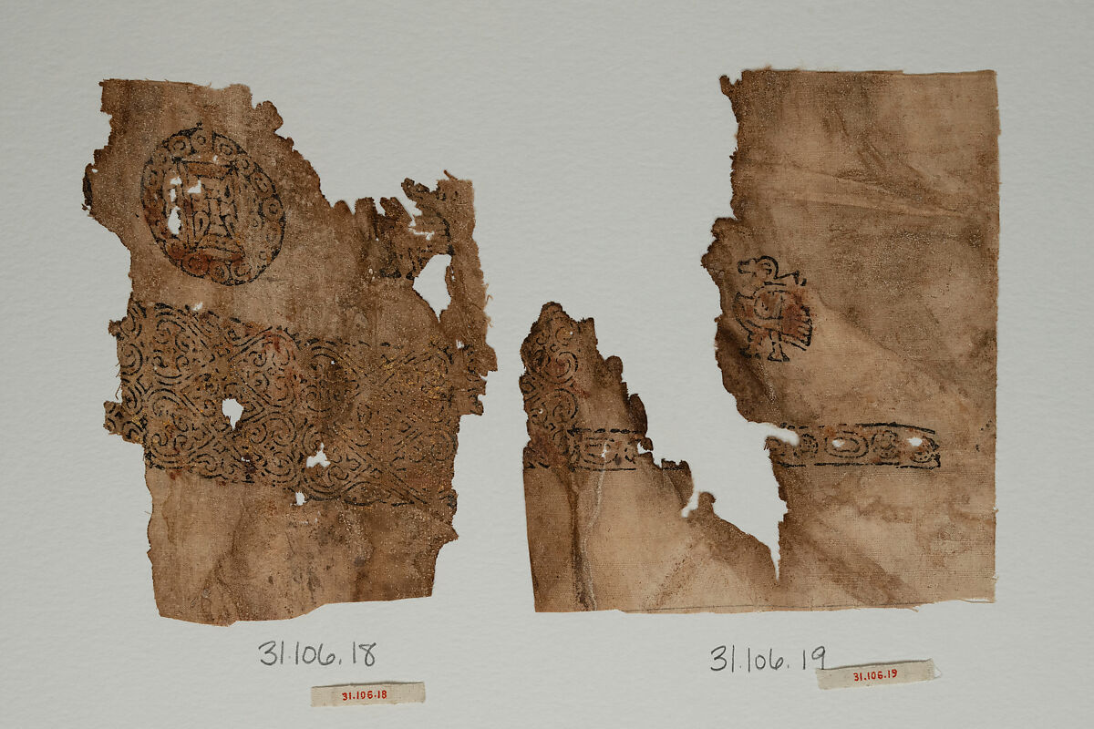 Textile Fragment, Linen; stamped and gilded