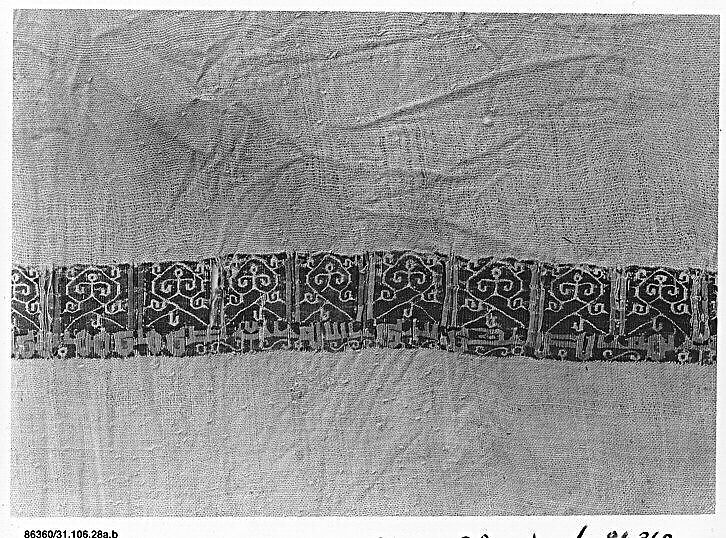 Textile Fragment, Linen, silk; plain weave, tapestry weave