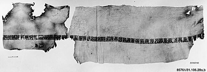 Textile Fragment, Linen, silk; plain weave, tapestry weave