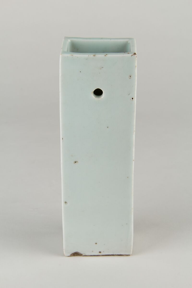 Hanging Flower Holder (Hanaire) with Woman Holding a Flag, Porcelain with cobalt blue under transparent glaze (Hizen ware, Arita type), Japan