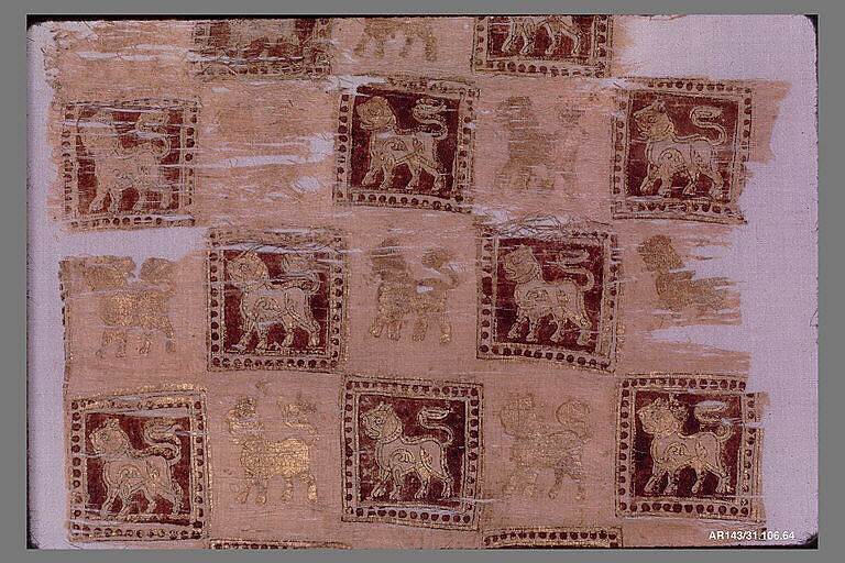 Textile Fragment, Cotton, other fibers; plain weave, printed, and painted