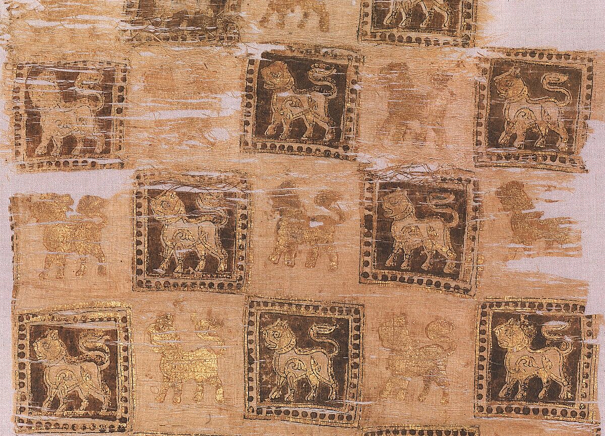 Textile Fragment, Cotton, other fibers; plain weave, printed, and painted