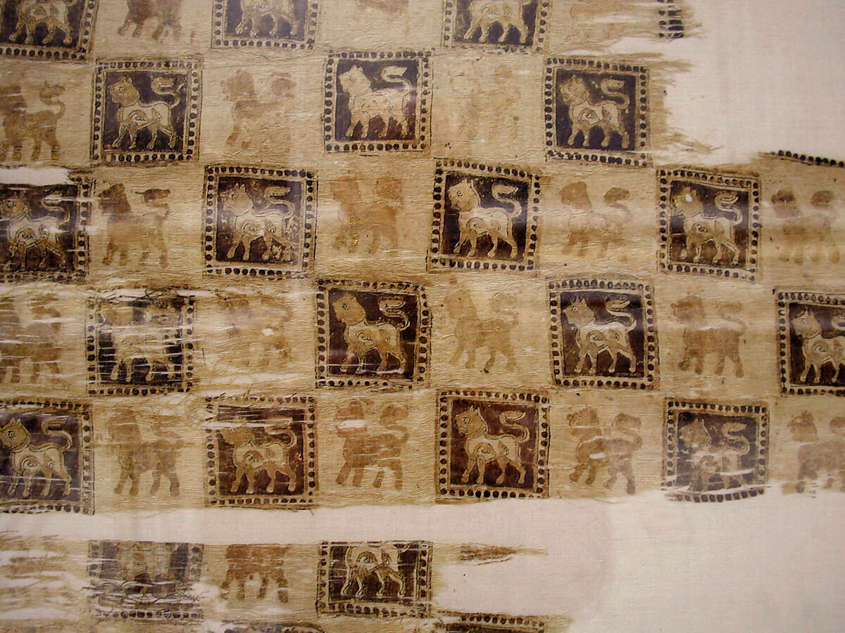 Textile Fragment, Cotton, other fibers; plain weave, printed, and painted