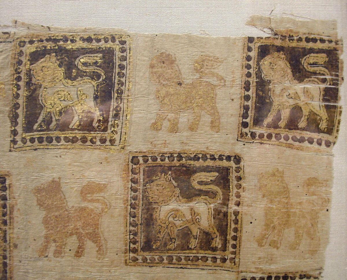 Textile Fragment, Cotton, other fibers; plain weave, printed, and painted