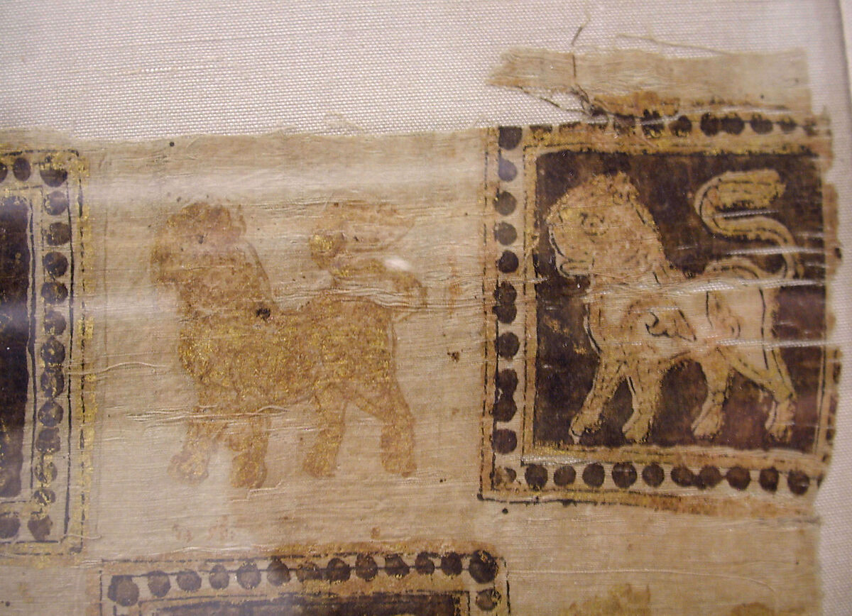 Textile Fragment, Cotton, other fibers; plain weave, printed, and painted