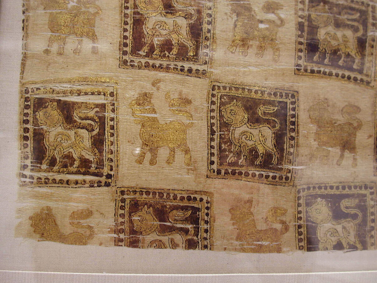 Textile Fragment, Cotton, other fibers; plain weave, printed, and painted