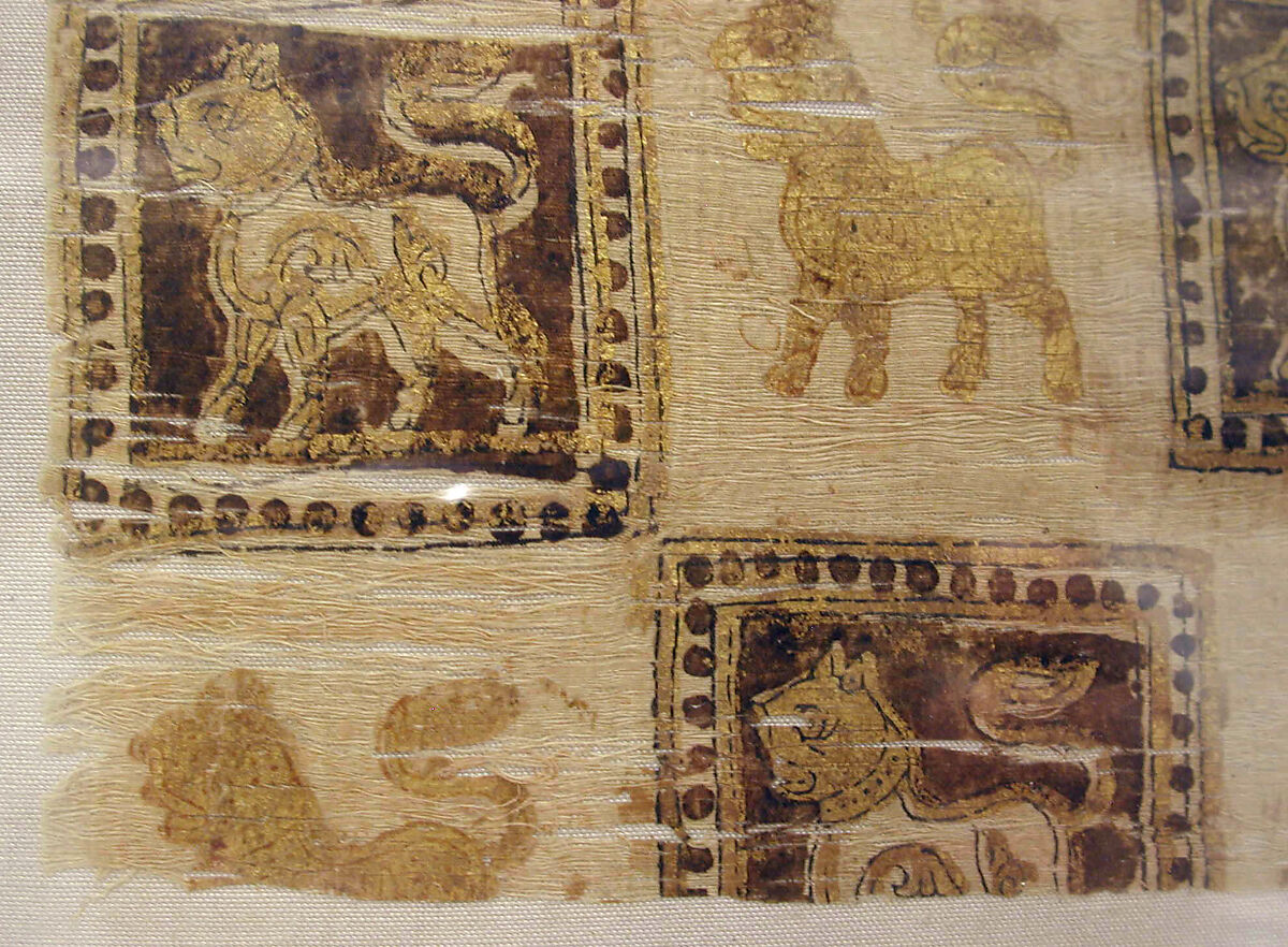 Textile Fragment, Cotton, other fibers; plain weave, printed, and painted