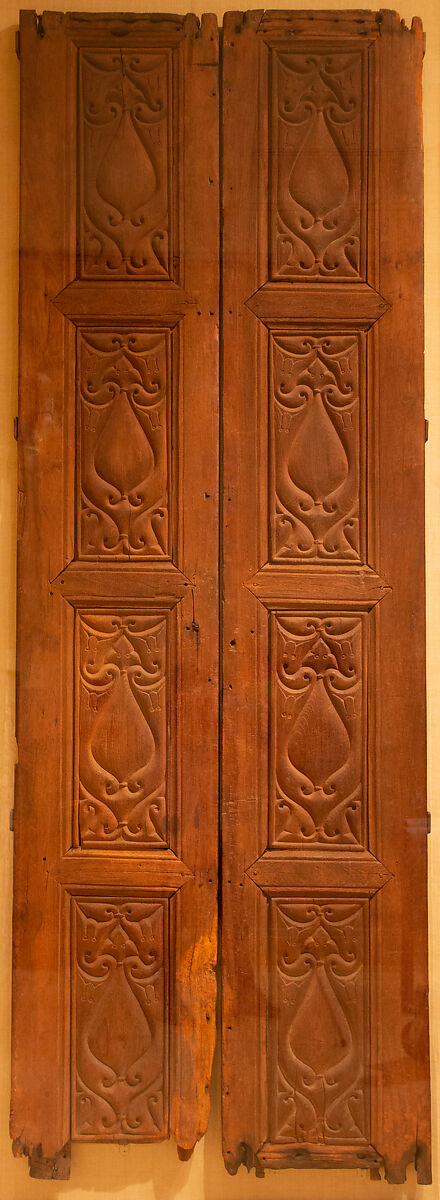 Pair of Doors, Wood (teak); frames with carved panels 