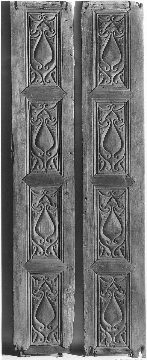 Pair of Doors, Wood (teak); frames with carved panels