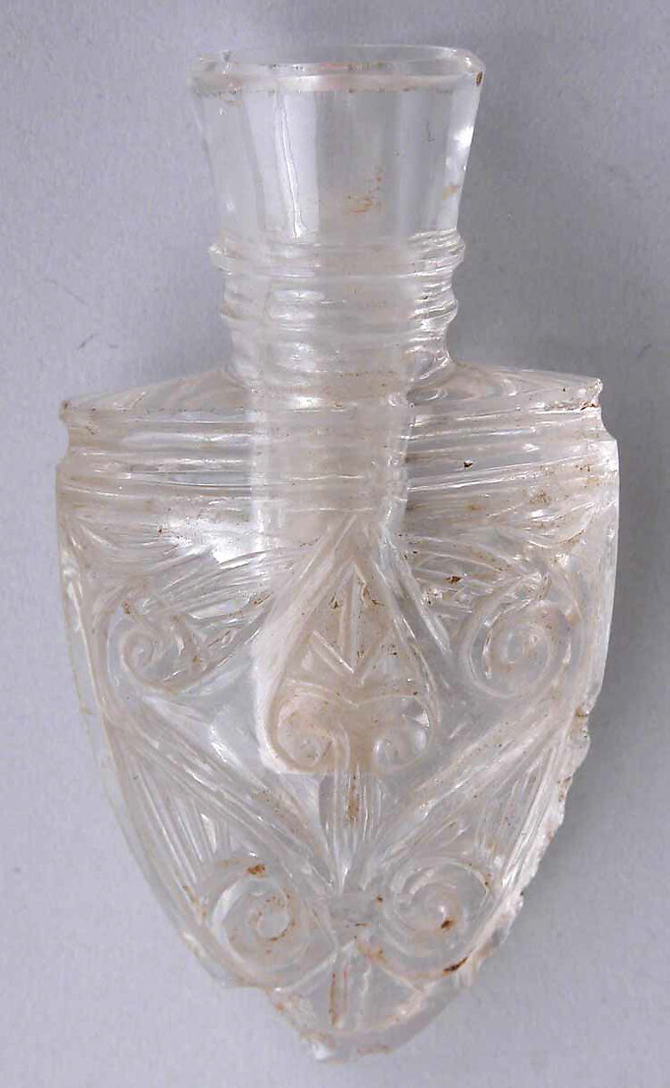 Flask, Rock crystal; carved