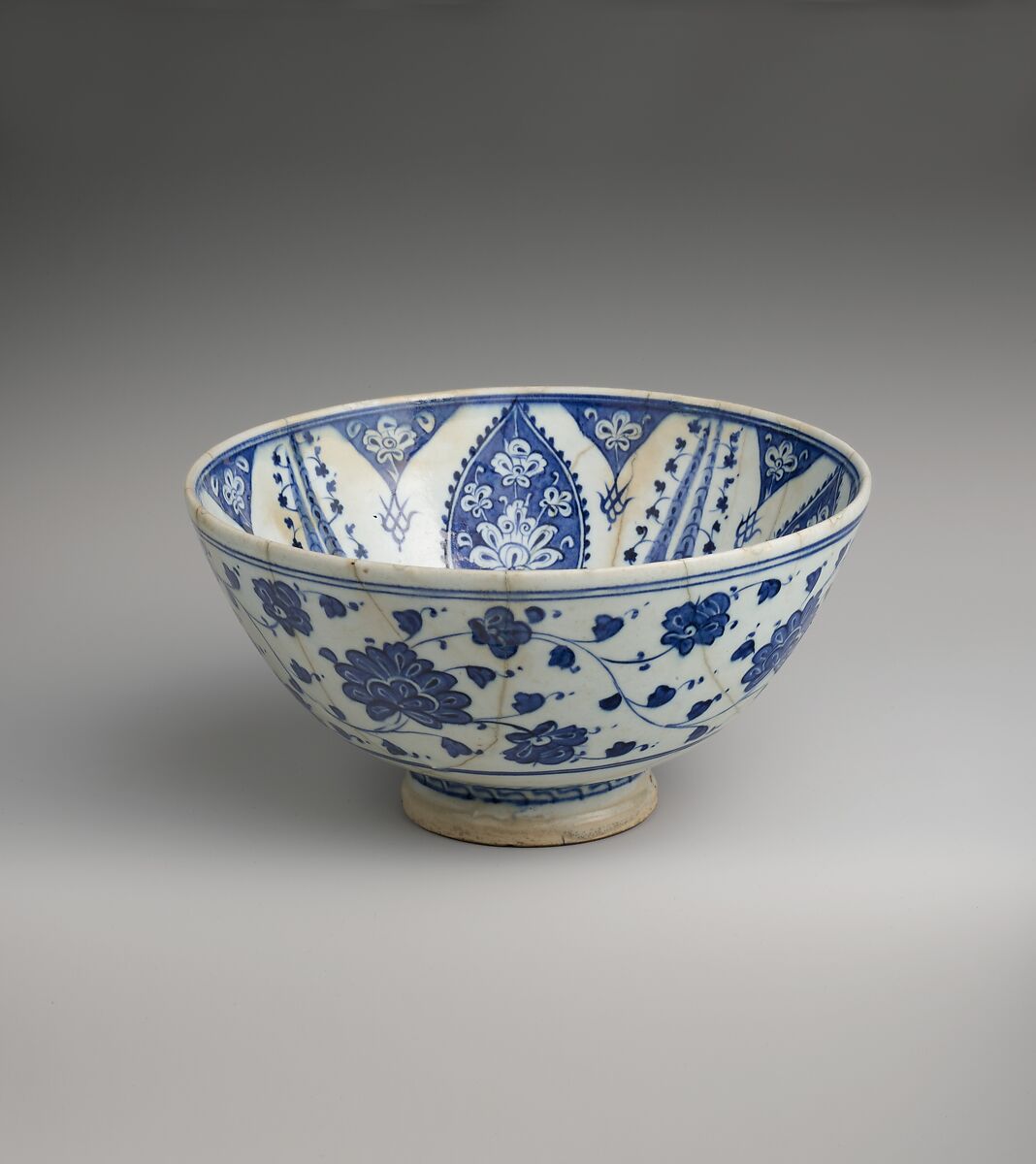Bowl with Variation of 'Baba Nakkas' Design, Stonepaste; painted in light and dark blue under transparent glaze 