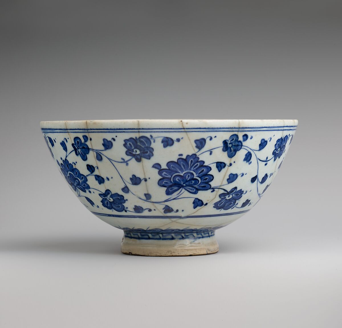 Bowl with Variation of 'Baba Nakkas' Design, Stonepaste; painted in light and dark blue under transparent glaze