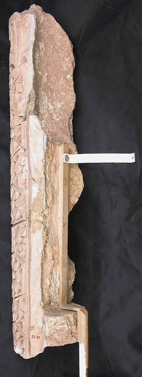 Column Fragment, Stucco; carved