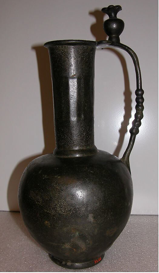 Ewer with Pomegranate-shaped Thumb Rests, Bronze; cast, welded, engraved, and chased