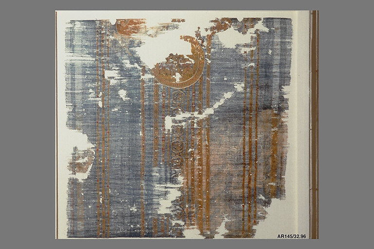 Part of a Garment, Linen, silk; plain weave, tapestry weave