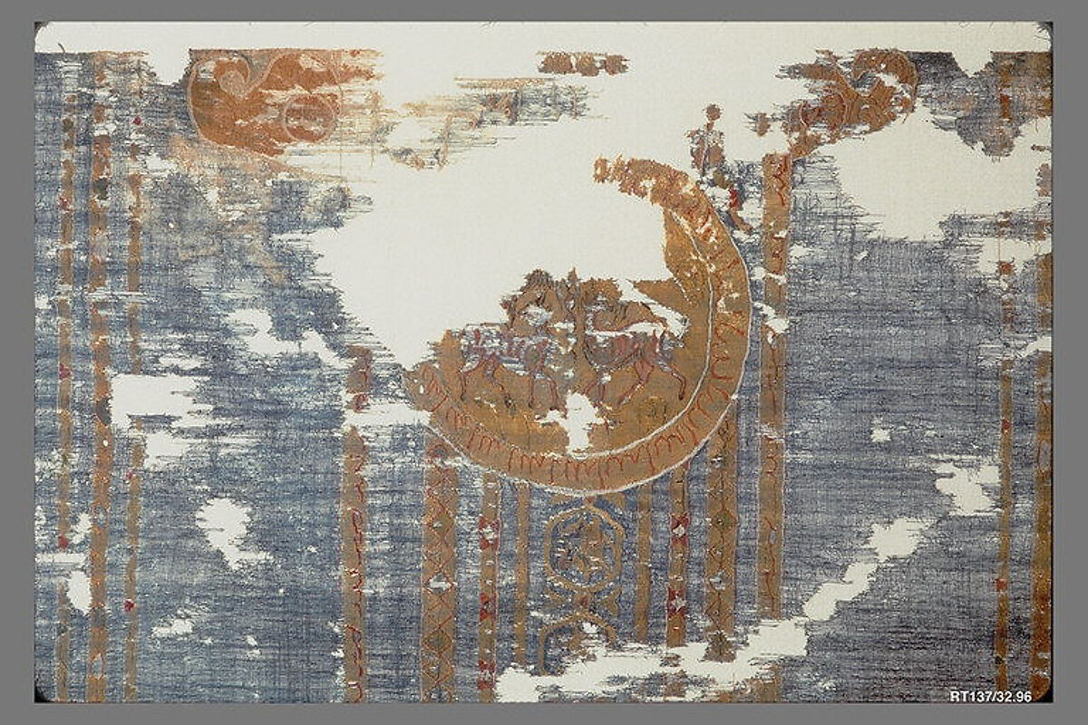 Part of a Garment, Linen, silk; plain weave, tapestry weave